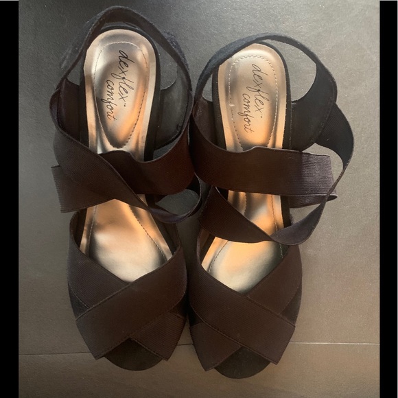 Deflex Comfort Strappy Stretch Black Suede Wedge - Picture 7 of 7